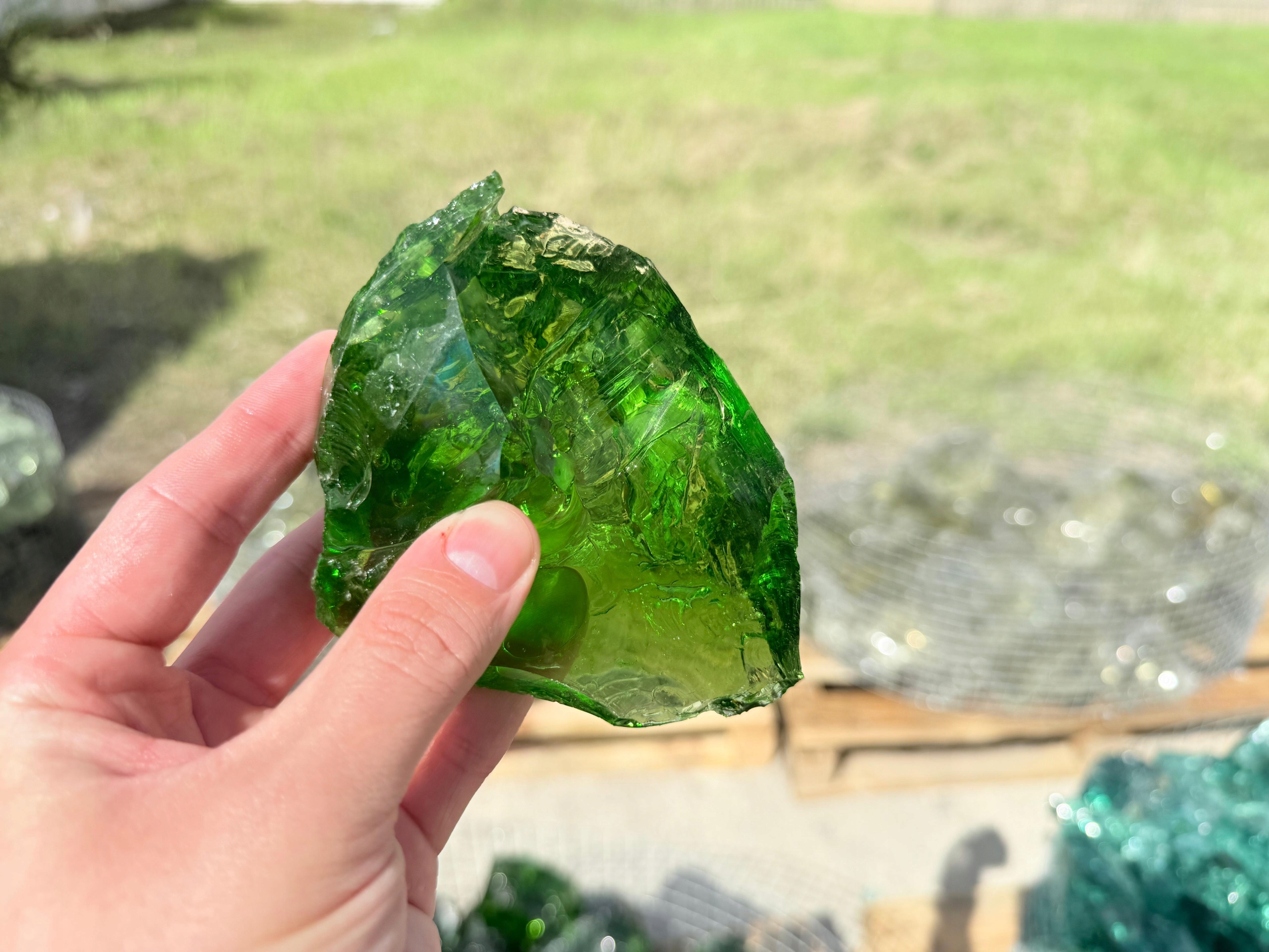 Skleněné brilianty na plot zelené 6-10 cm, zahradní kameny, 20 kg