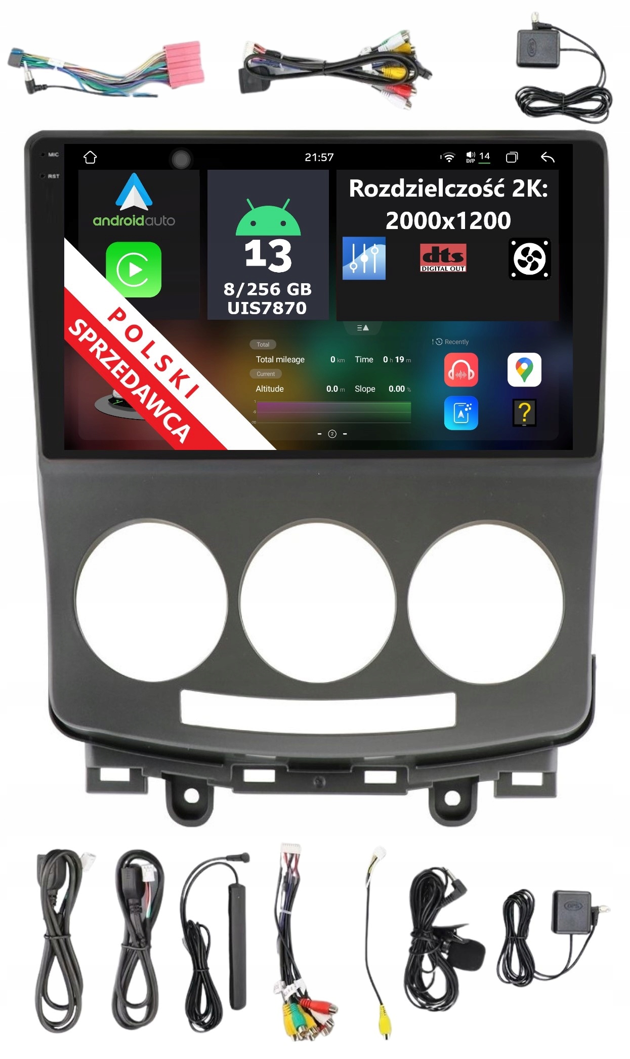 Navigace Rádio 2DIN Android Mazda 5 I Cr 8/256 Gb Carplay Dsp Lte