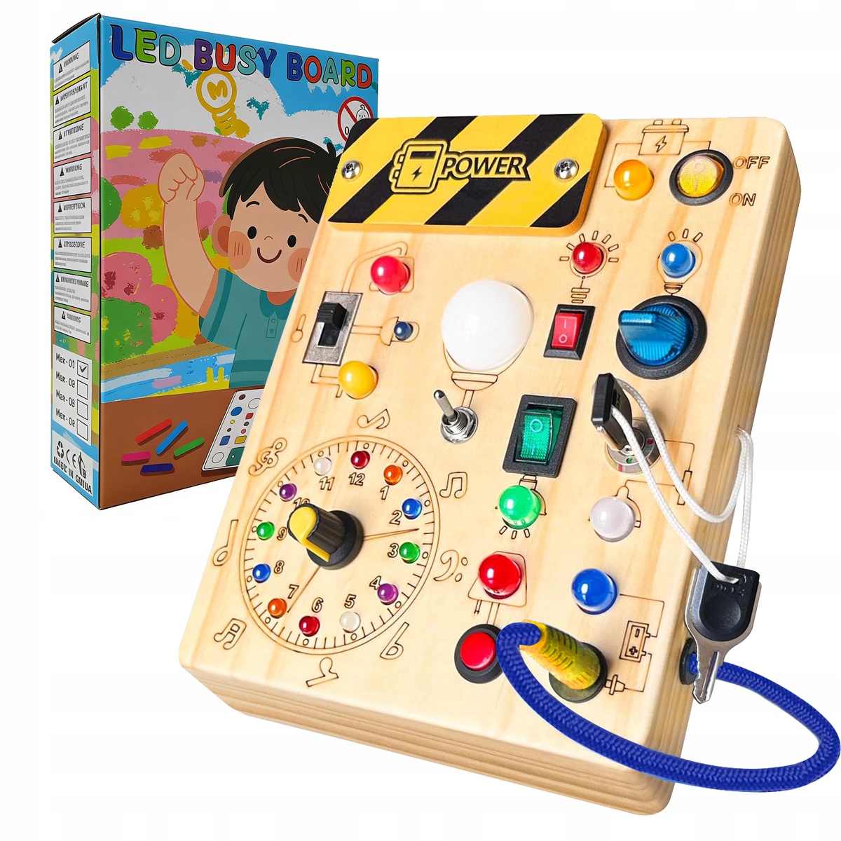 Tablica Manipulacyjna Sensoryczna Dla Dzieci Montessori Edukacyjna z Drewna