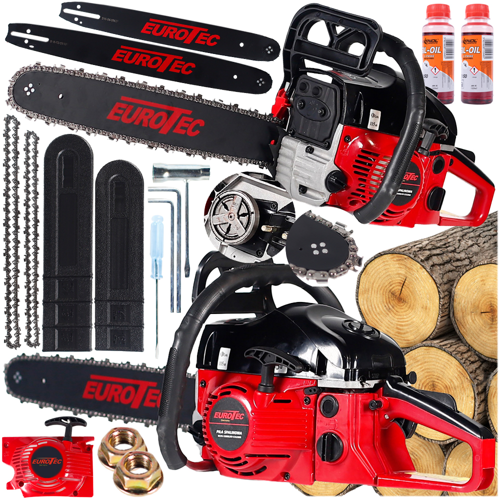 Piła Spalinowa Łańcuchowa Pilarka 5,5km 52cm3 Do Drewna Olej Zestaw XXL