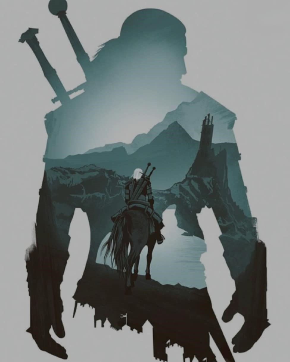 Diamantová výšivka Zaklínač Witcher Geralt Kniha Fantastika Velká 80x100 cm