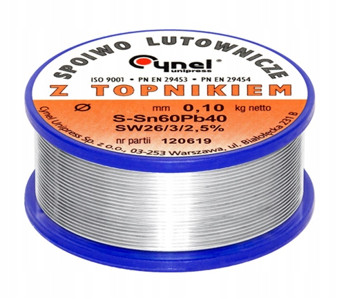 

Cyna Do Lutowania 100g/1mm Z Topnikiem Cynel