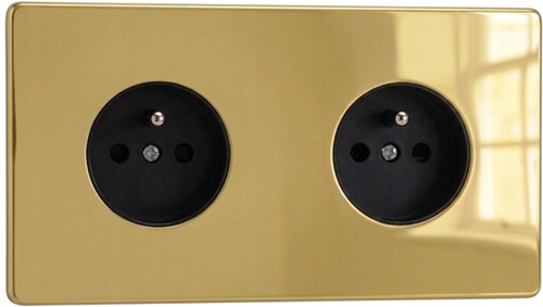 Gniazdo podwójne z/u Varilight Monolit mosiądz