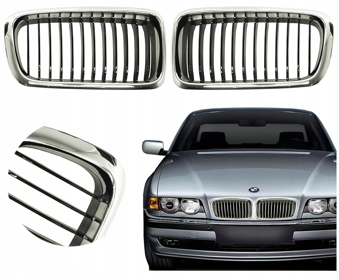 

Nerki Atrapa Grill Do Bmw E38 Srebrny Chrom Lustro