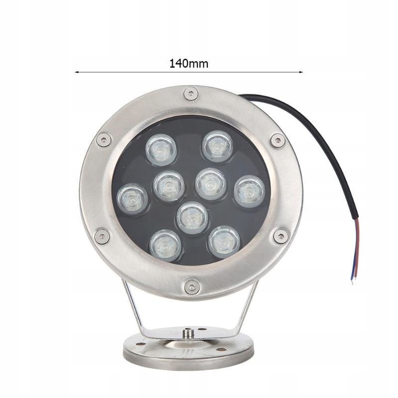 Lampa basenowa fontannowa LED 9W Red IP65 Barwa światła czerwony