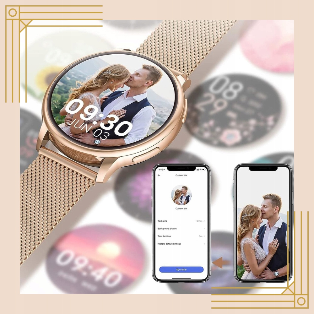 SMARTWATCH ZEGAREK DAMSKI LUXURY ROZMOWY KROKI CIŚNIENIE ZDROWIE MENU PL Kompatybilność systemowa Android iOS Windows Phone