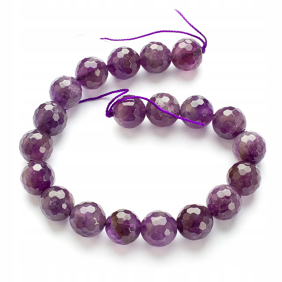 Korálky Přírodní Ametyst, Fasetované, Kulaté, 10mm, cca 18ks 18cm