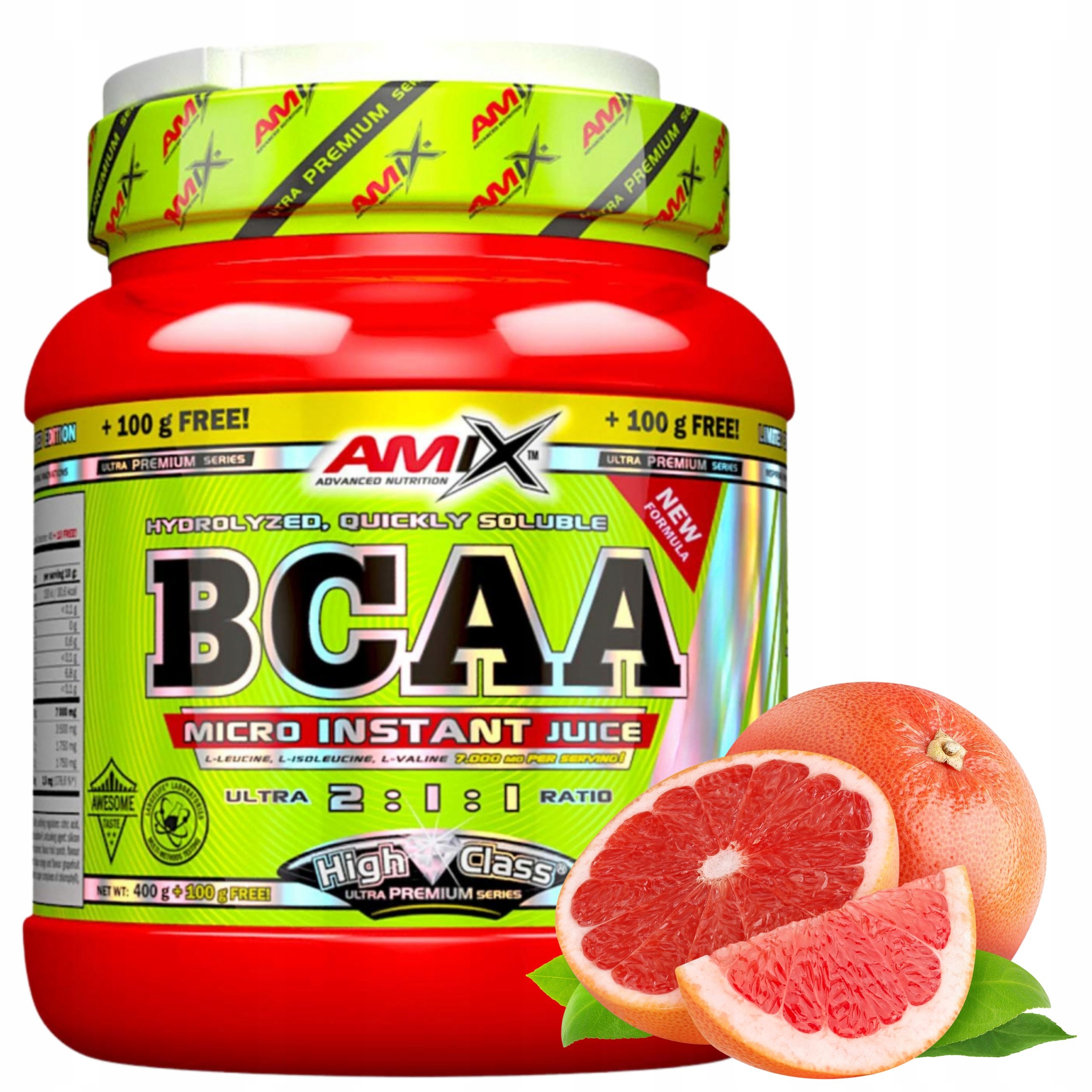 Bcaa Walina Leucin a Isoleucin Aminokyseliny s rozvětveným řetězcem Grapefruit 500 g
