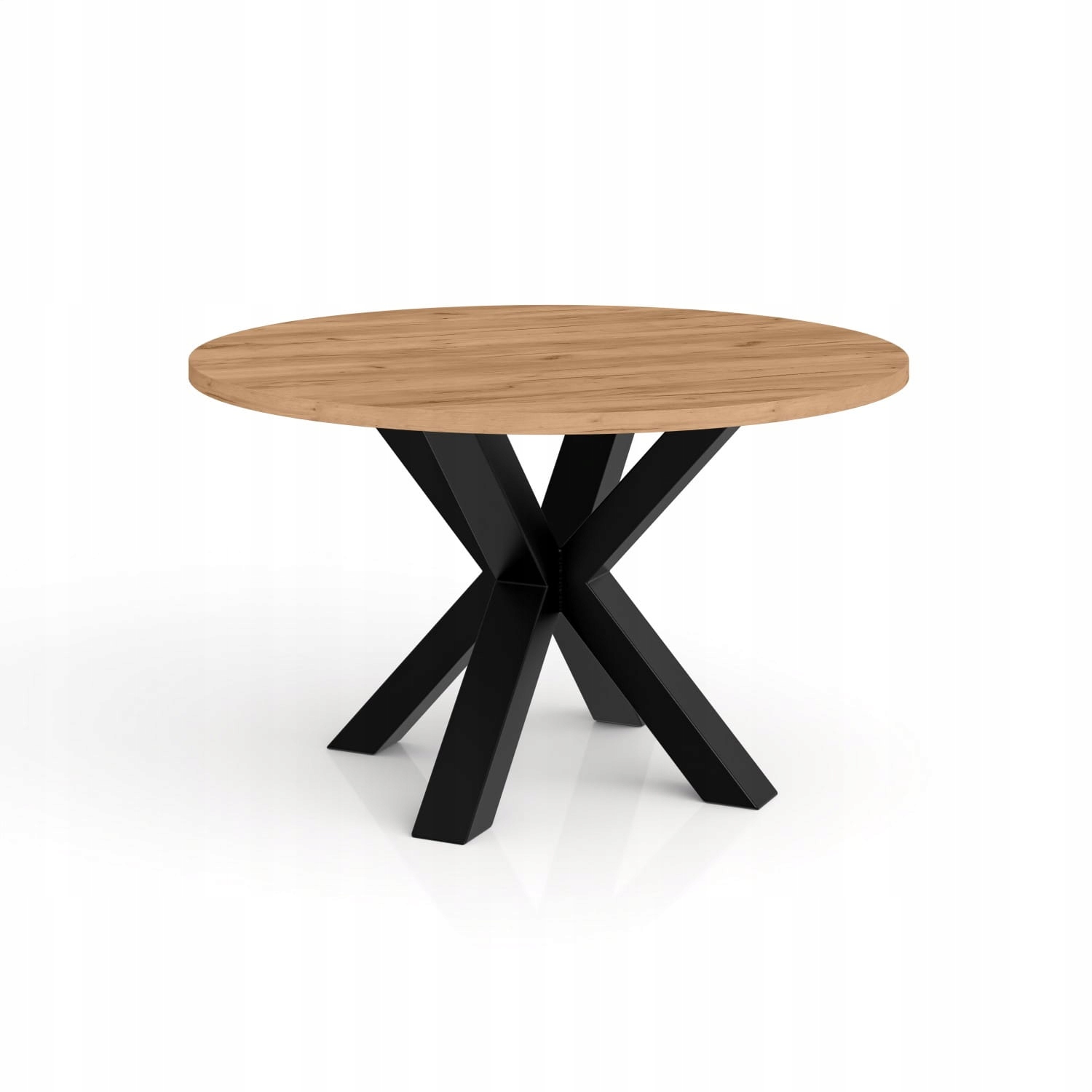 Kulatý konferenční stolek Noe 90 fi 90 cm, deska dub hikora/černé nohy