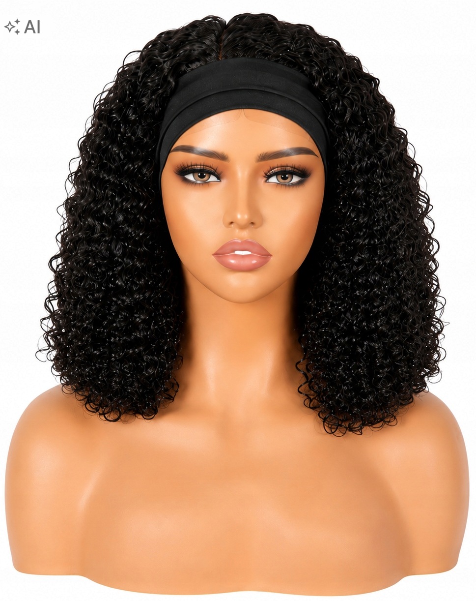 Peruka Kręcone Włosy Deep Wave 10" Opaska Panterka Rzęsy 3D