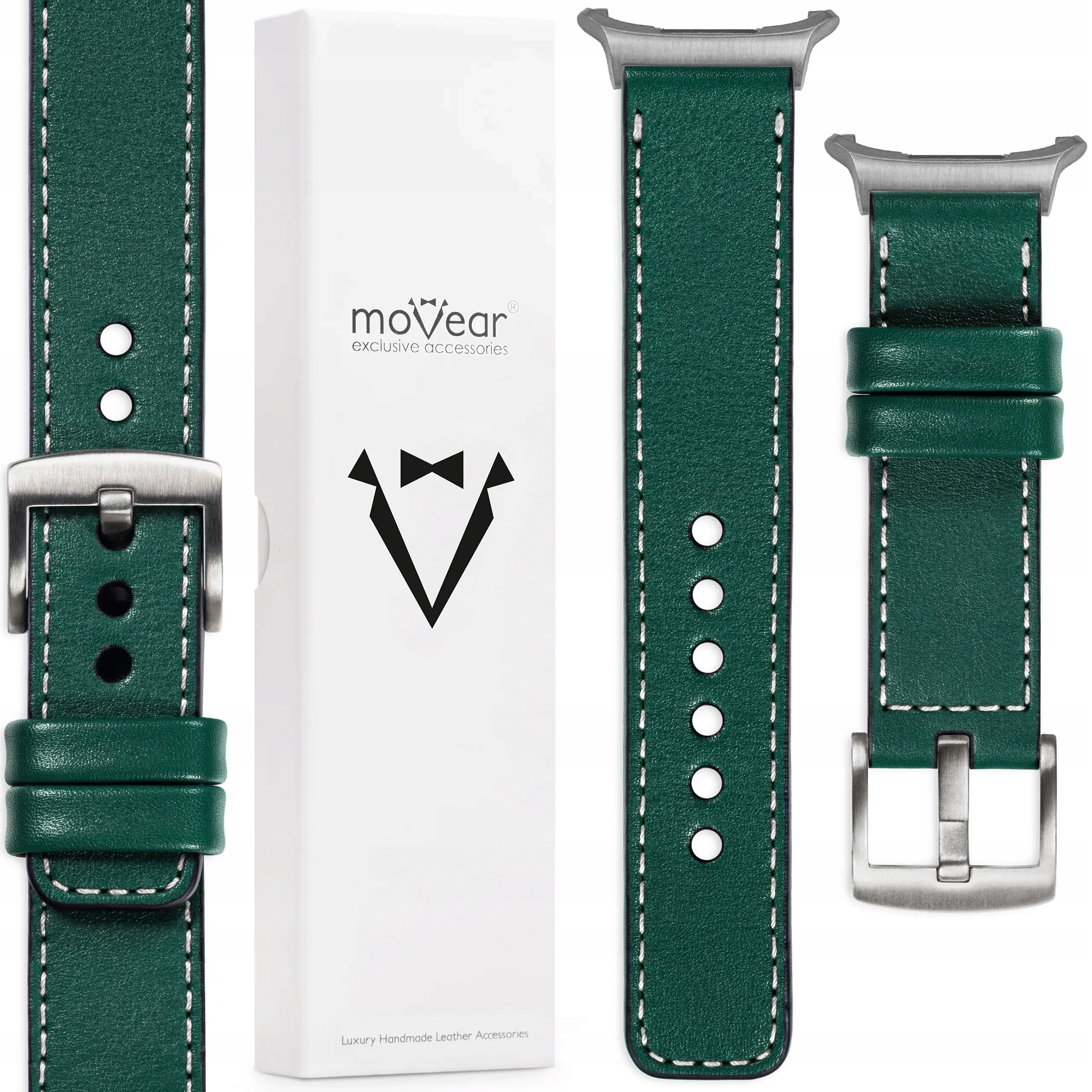 Pásek pro Samsung Galaxy Watch Ultra 22 mm Zelený přírodní kůže Movear