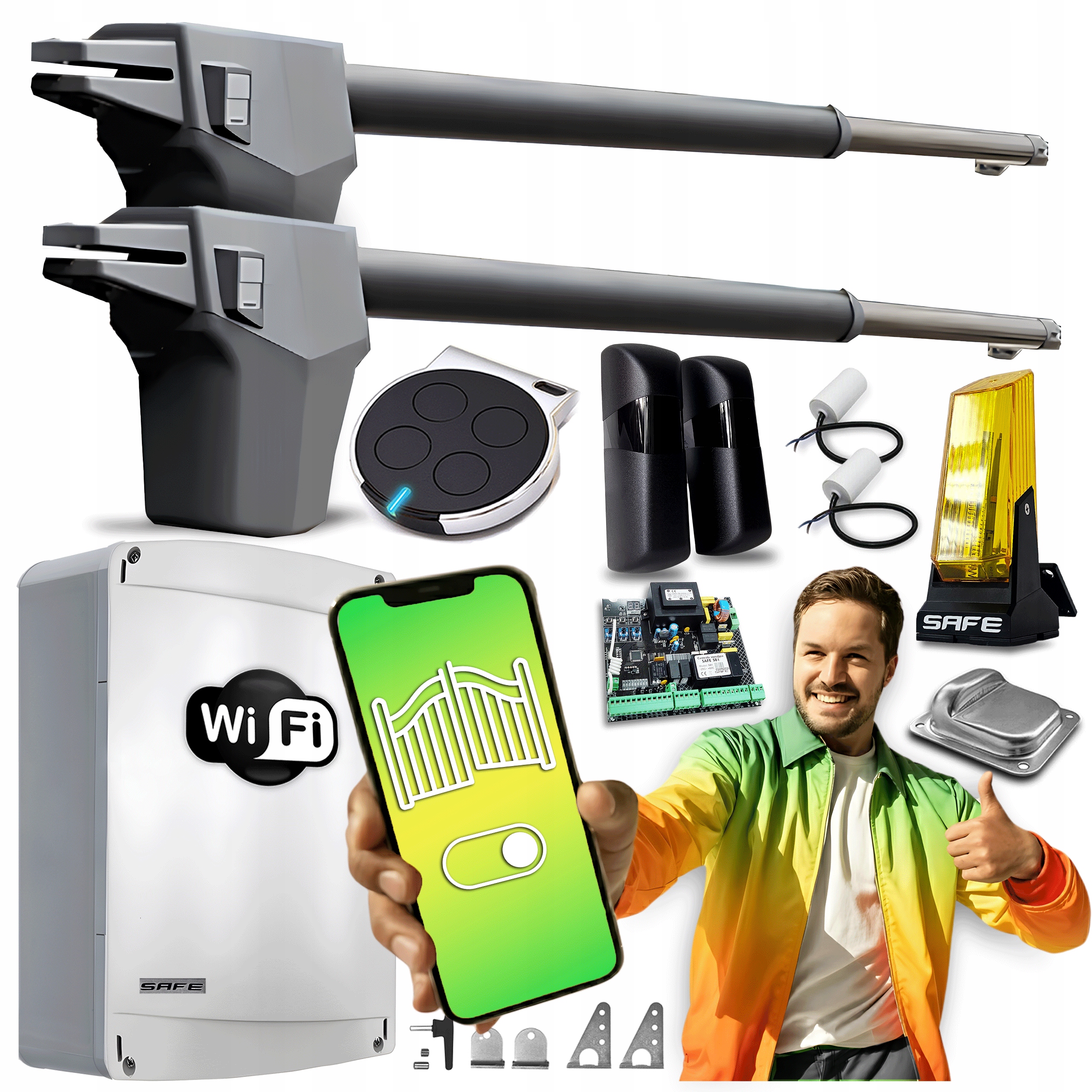 Set Pohon Pre Dvojkrídlovú bránu 7 m lampa Wifi Automat ovládač