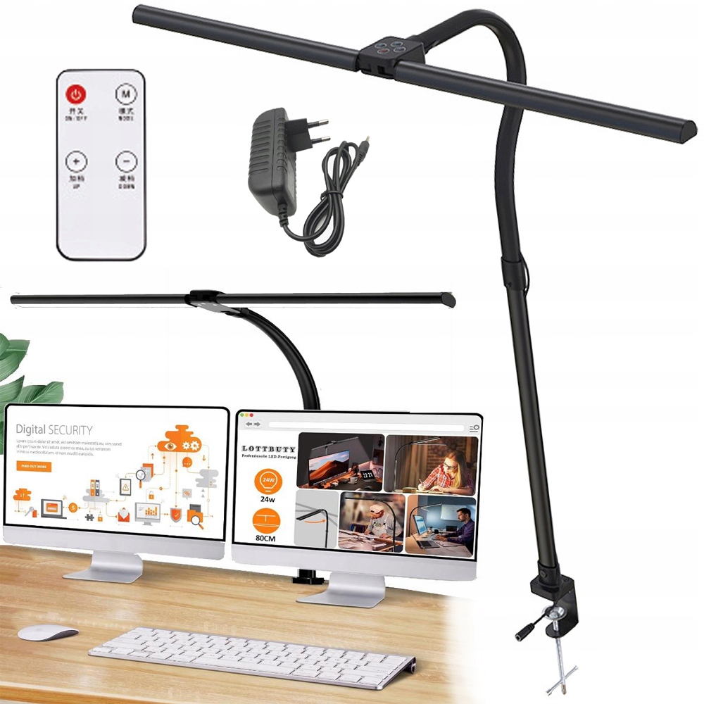 Led Kreslicí Lampa, Dvojitá, Výkonná Stolní Lampa Nabíječka 24W