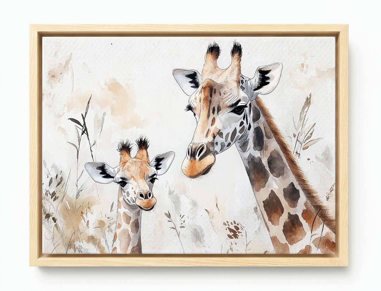 Obraz Rám Americký Box Zvířata Afrika Džungle Žirafa Máma Dítě 80x60