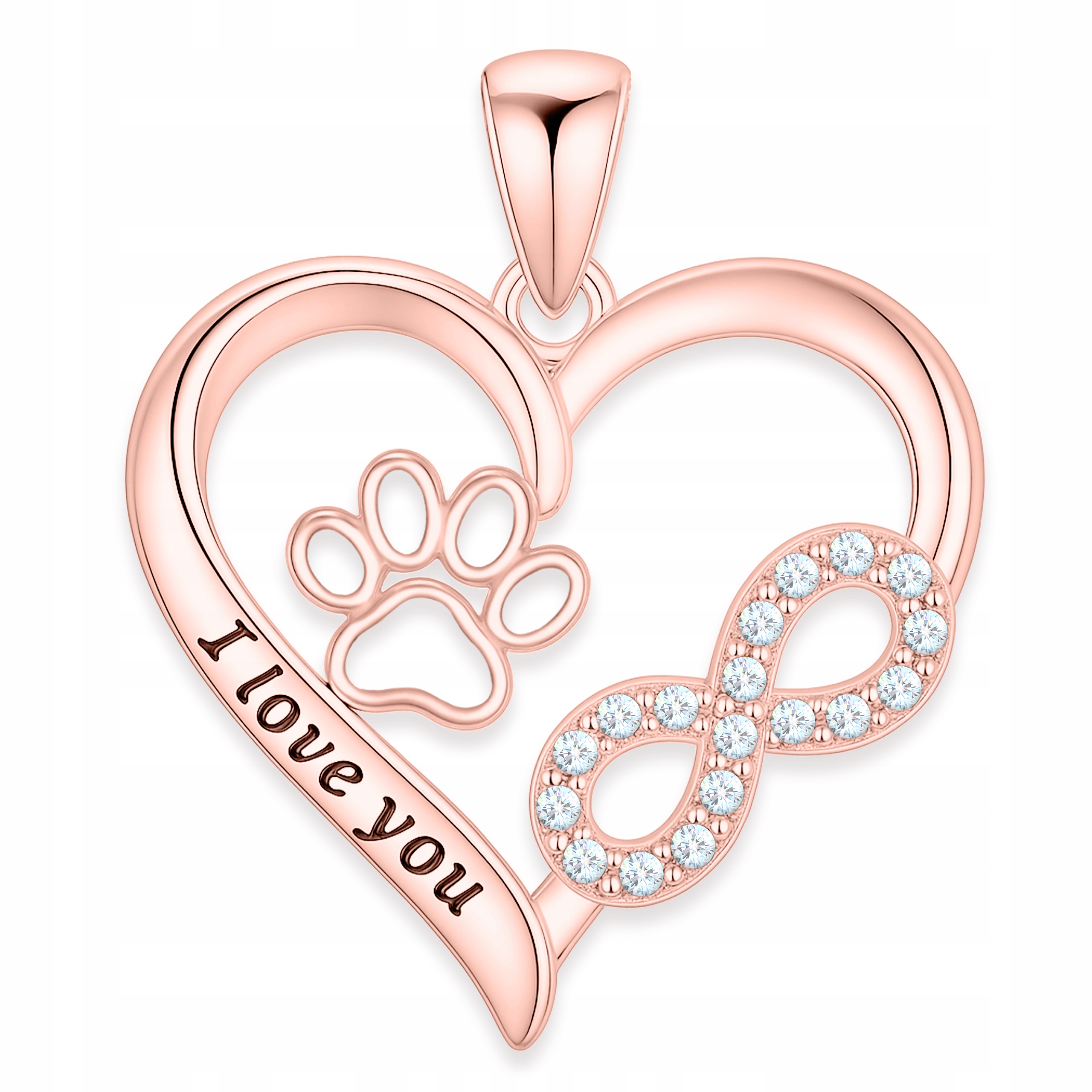 Přívěsek na řetízek Pozlacený Srdce Tlapka s nekonečnem Stříbro 925