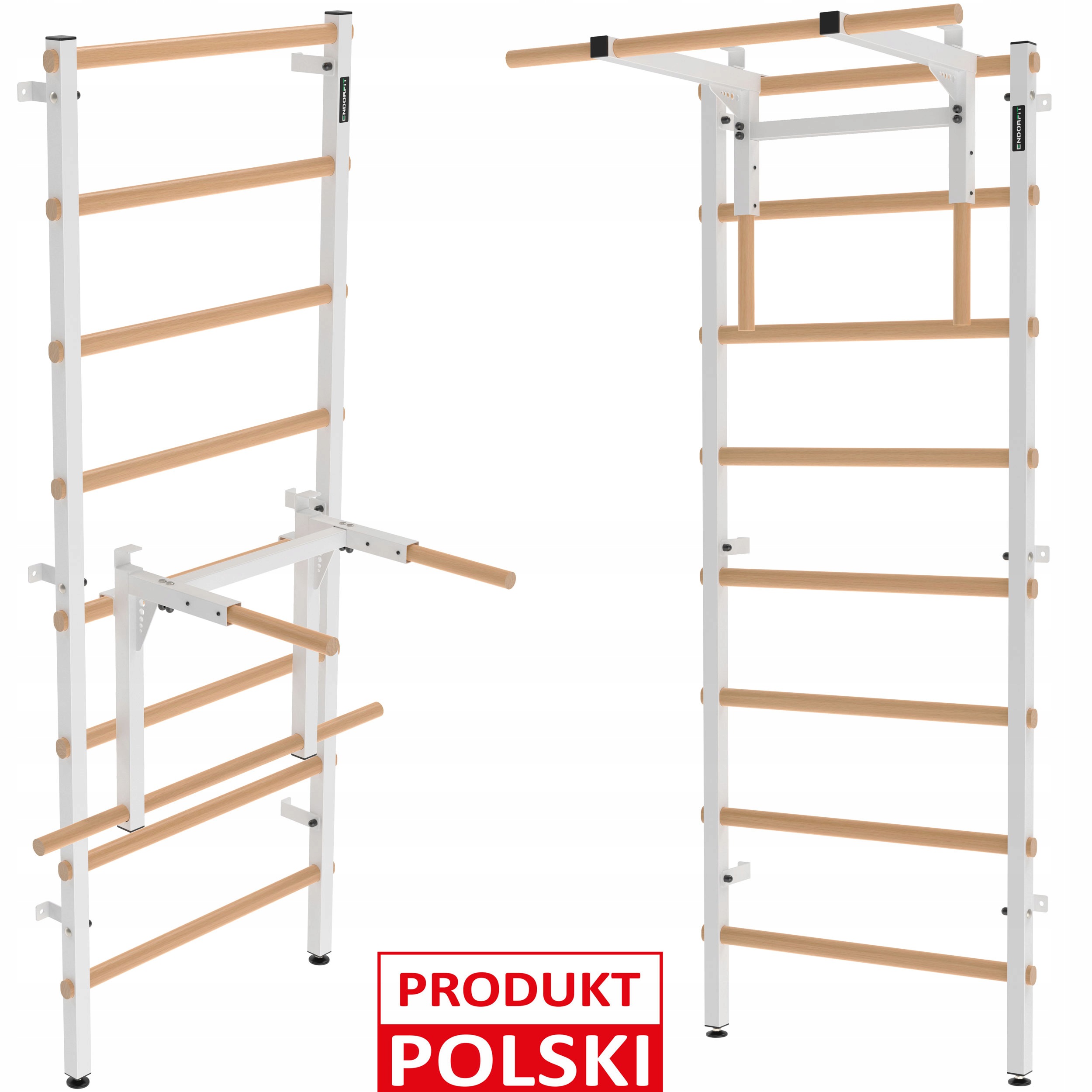 Drabinka Gimnastyczna metal-drewno z drążkiem do podciągania 2w1 Endorfit