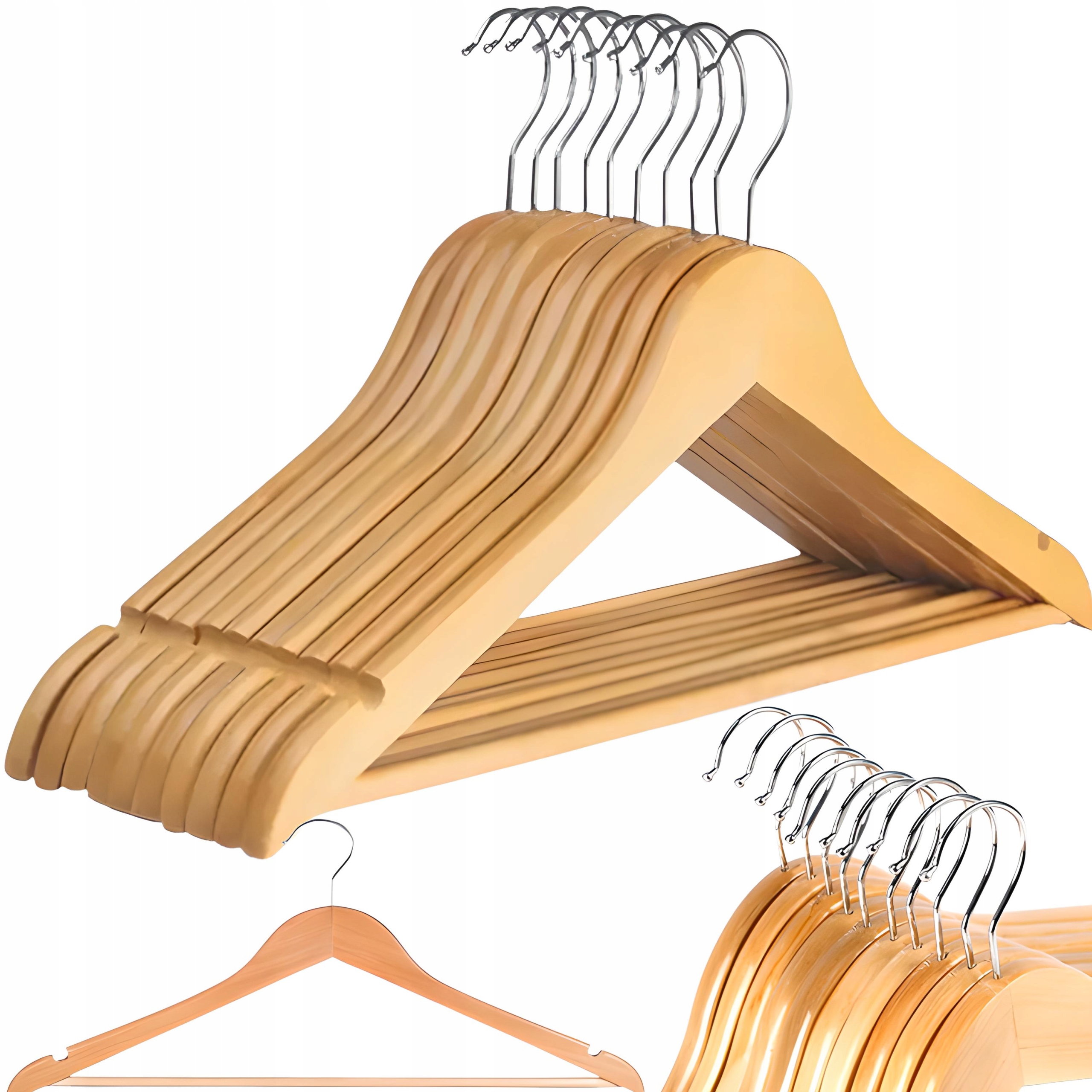 DREWNIANE WIESZAKI UBRANIA DREWNIANY WIESZAK 10SZTUK KOLOR NATURALNE DREWNO Głębokość mebla 1 cm