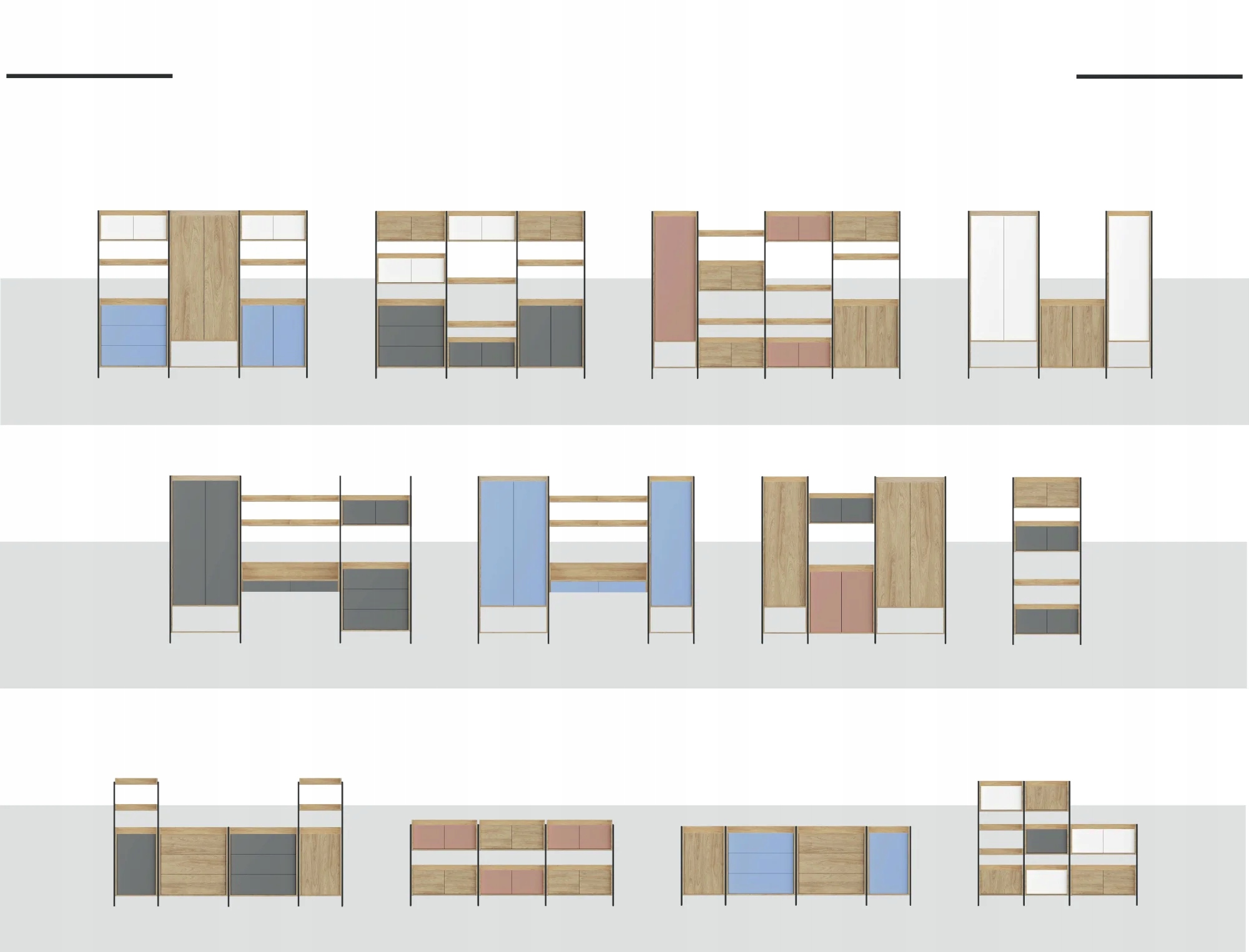MOBIUS NIEBIESKA SZAFKA NISKA 1D Meble Modułowe Materiał drewno