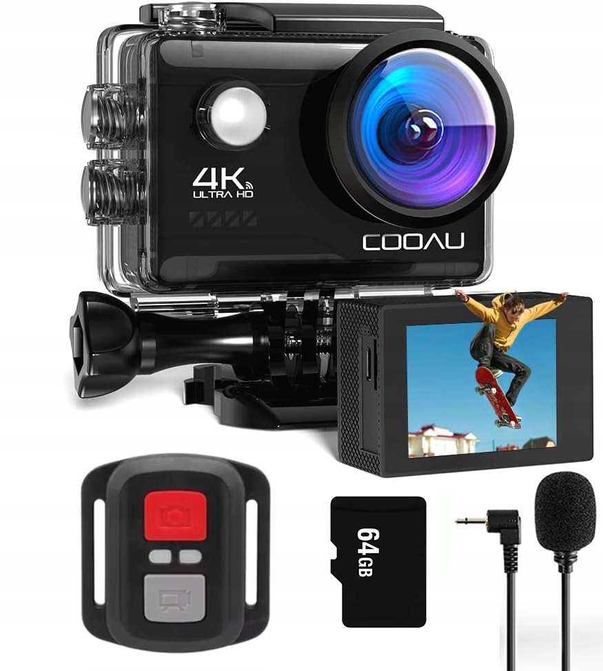 Kamera Sportowa Action Uhd 4K WiFi Eis Wodoodporna LCD 2.0" Akcesoria 64G