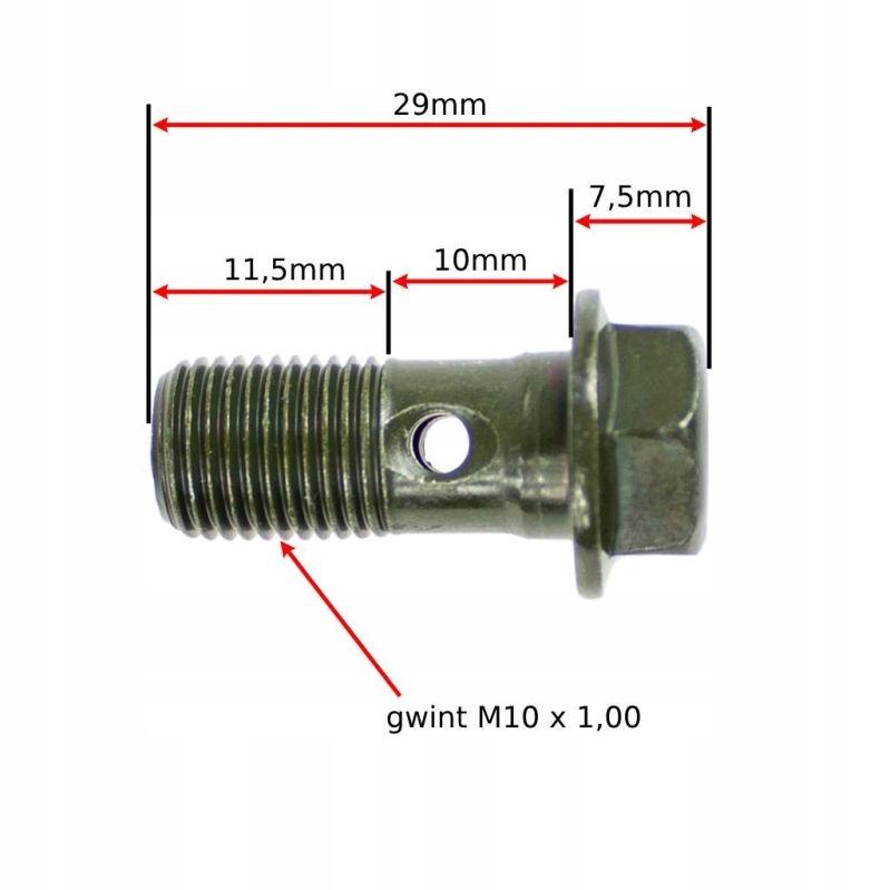 Śruba hamulcowa Banjo M10x1,00 - ciemna zieleń, pojedynczy przewód WM Stan opakowania oryginalne