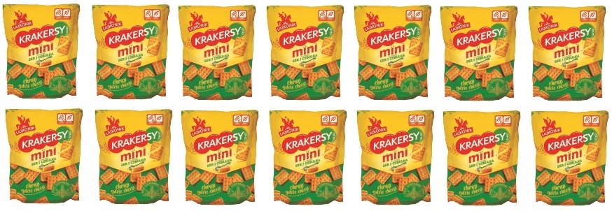 Levně 14 x 100 g Lajkonik Mini Krekry sýr a cibule Karton
