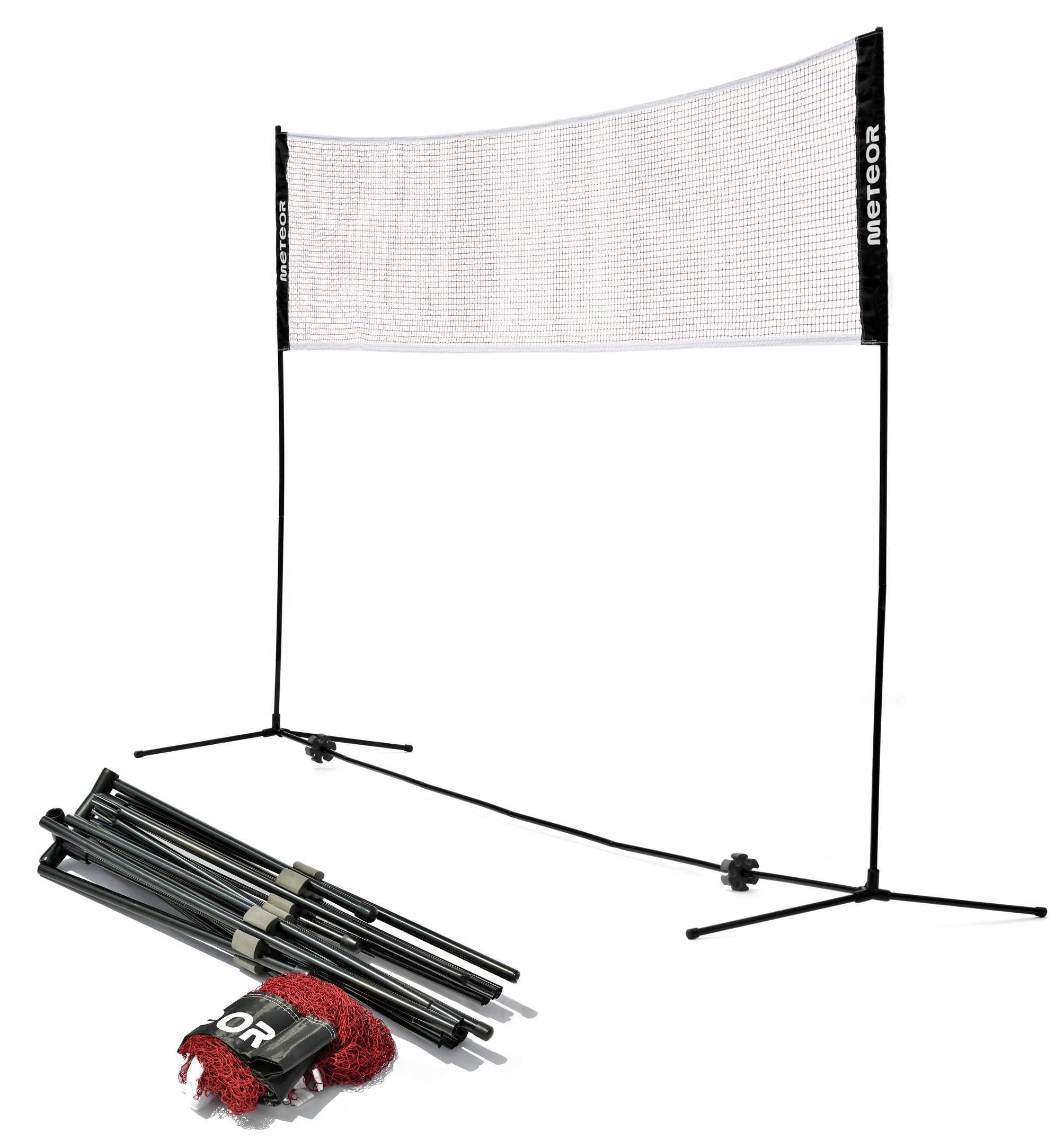 Regulovatelná badmintonová síť výška 90-220 cm široká, velká, skládací, 510 cm