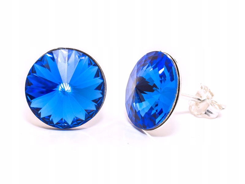 

Srebrne Kolczyki z kr. Swarovski Rivoli 12 Sapph.