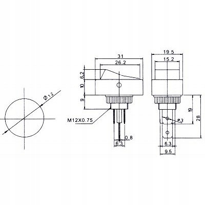 PRZEŁĄCZNIK 12VDC 20A LED ŻÓŁTY 3PINY 2 POZ Producent Hermann