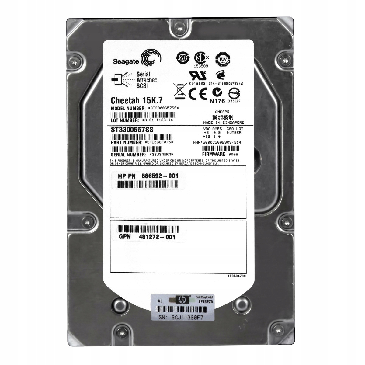 Hp 586592-001 300GB 15K 16MB SAS-2 3.5'' ST3300657SS