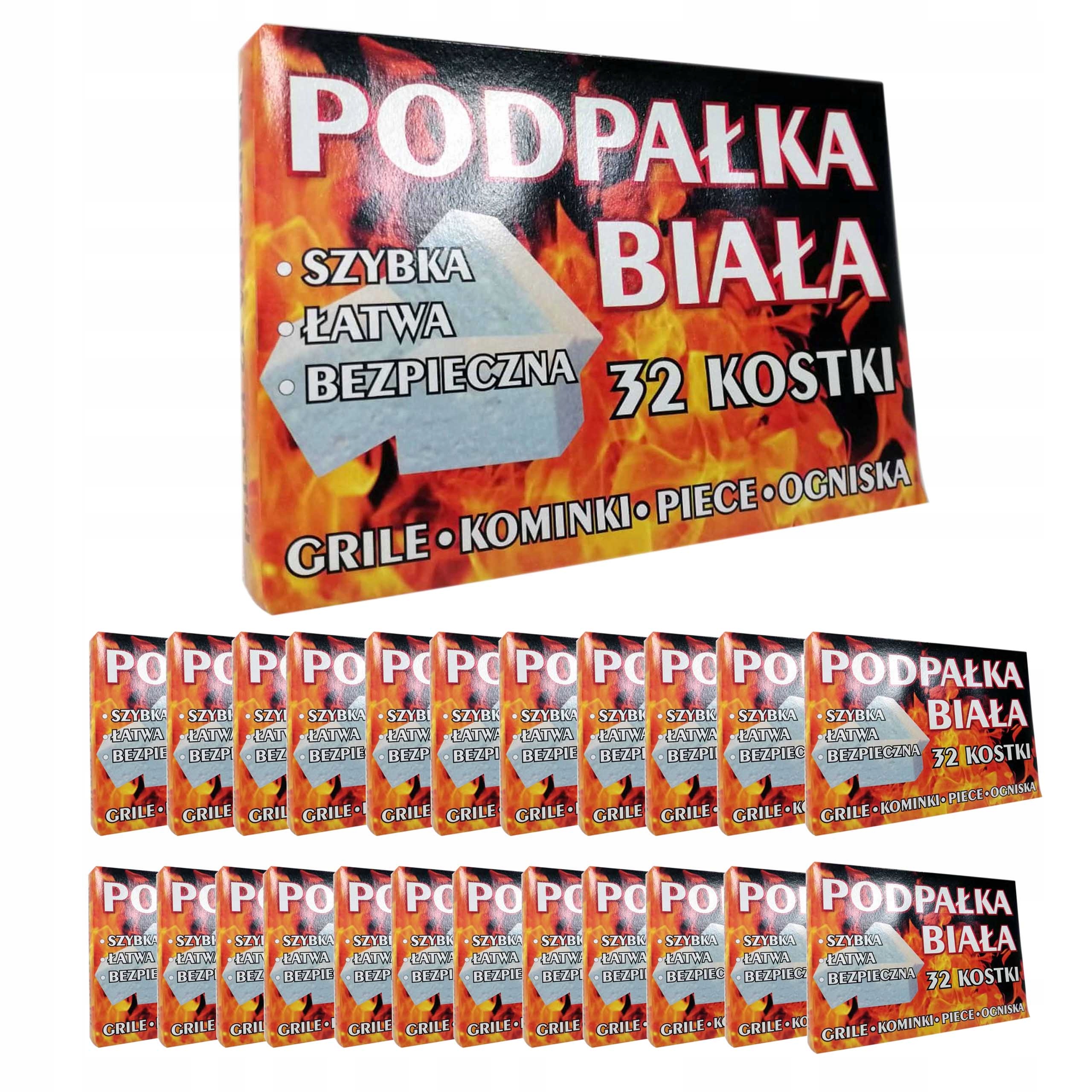 Rozpałka Do GRILLA podpałka do kominka pieca BIAŁA 32 szt x 24 opakowania