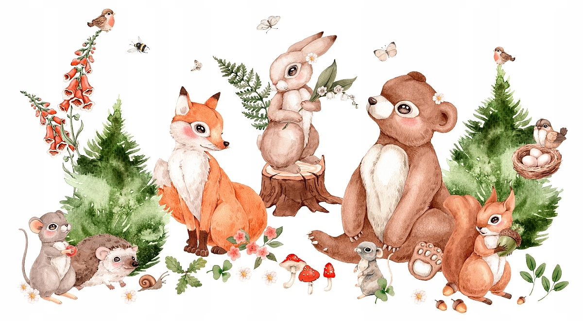 

Naklejki Na Ścianę Zwierzątka Leśna Przygoda 200