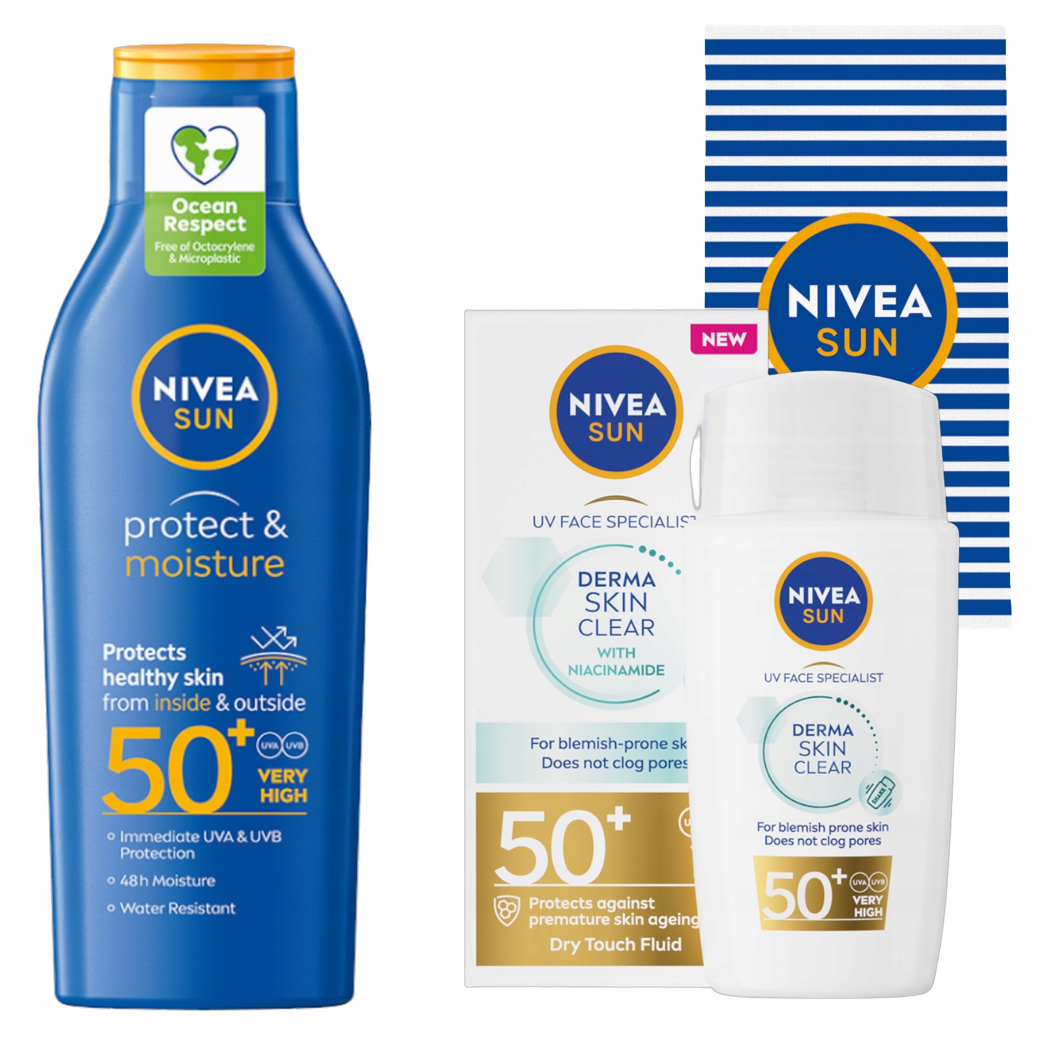 Nivea Sun Fluid na obličej SPF50 Opalovací balzám Ručník