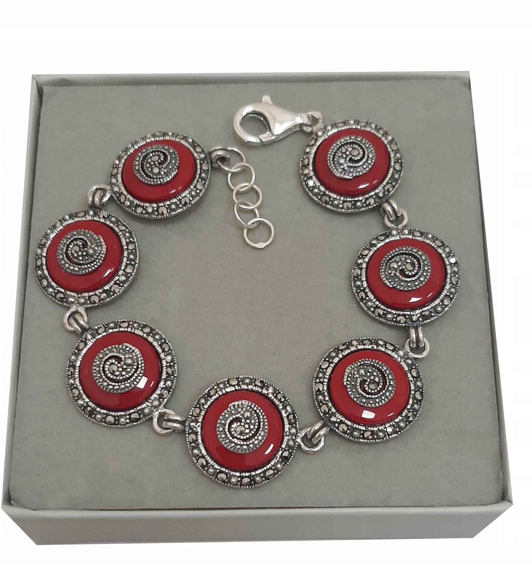 Stříbrný náramek Koral markýzy stříbro 925