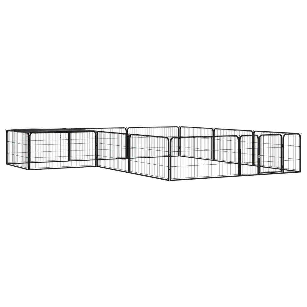 Levně Kotec pro psa, 12 panelů, černá, 100x50 cm, ocel