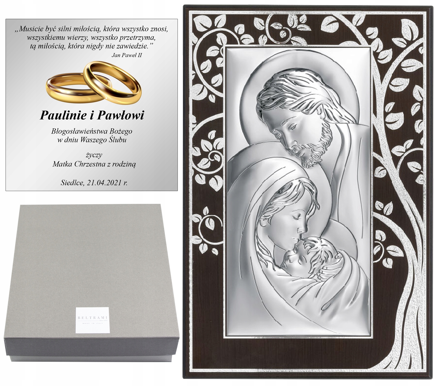 Obrázek Stříbrná Rodina Svatá Svatba Křest Gravírování