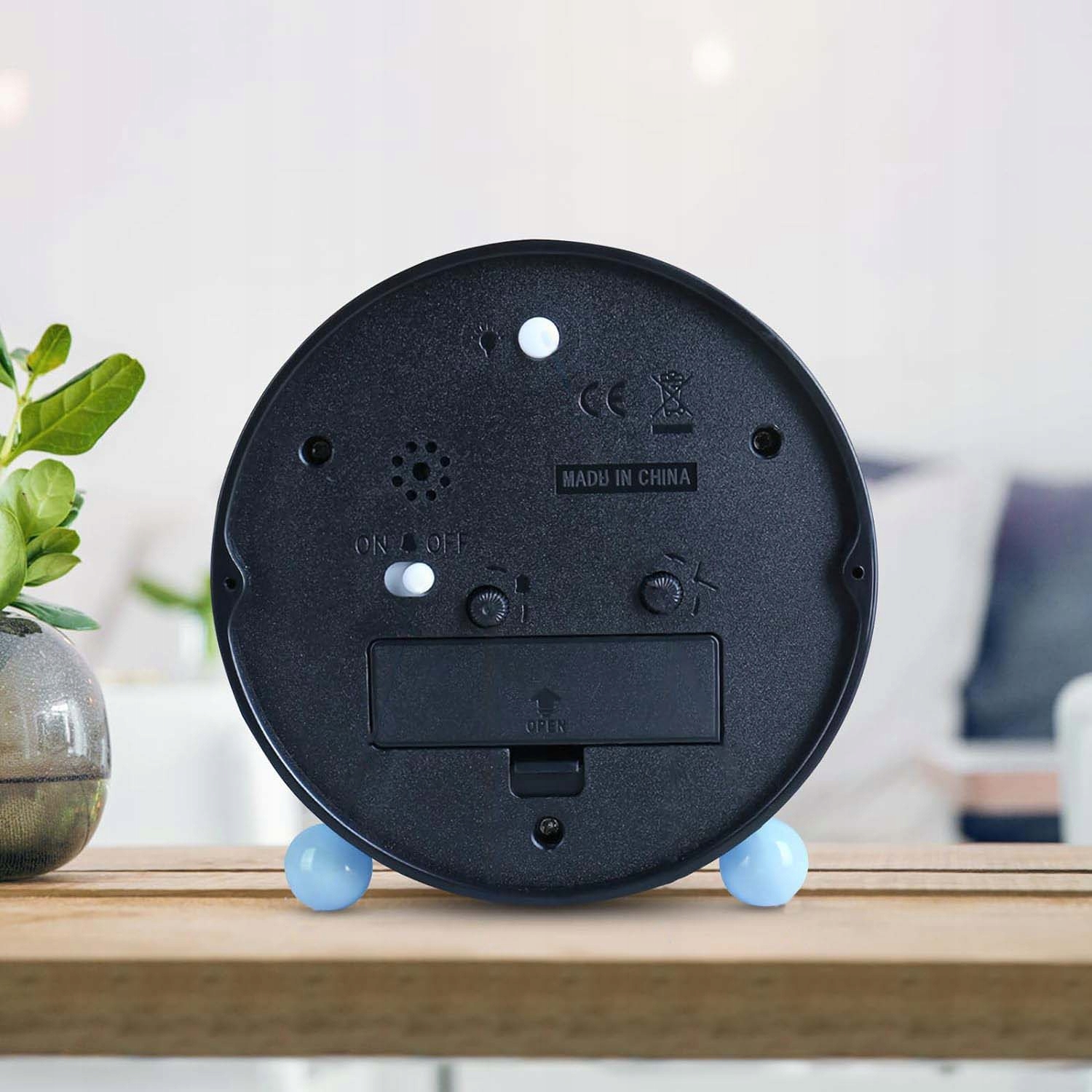 BUDZIK DLA DZIECKA ZEGAR EDUKACYJNY CICHY Z LAMPKĄ NOCNĄ NIEBIESKI Szerokość całkowita 11 cm