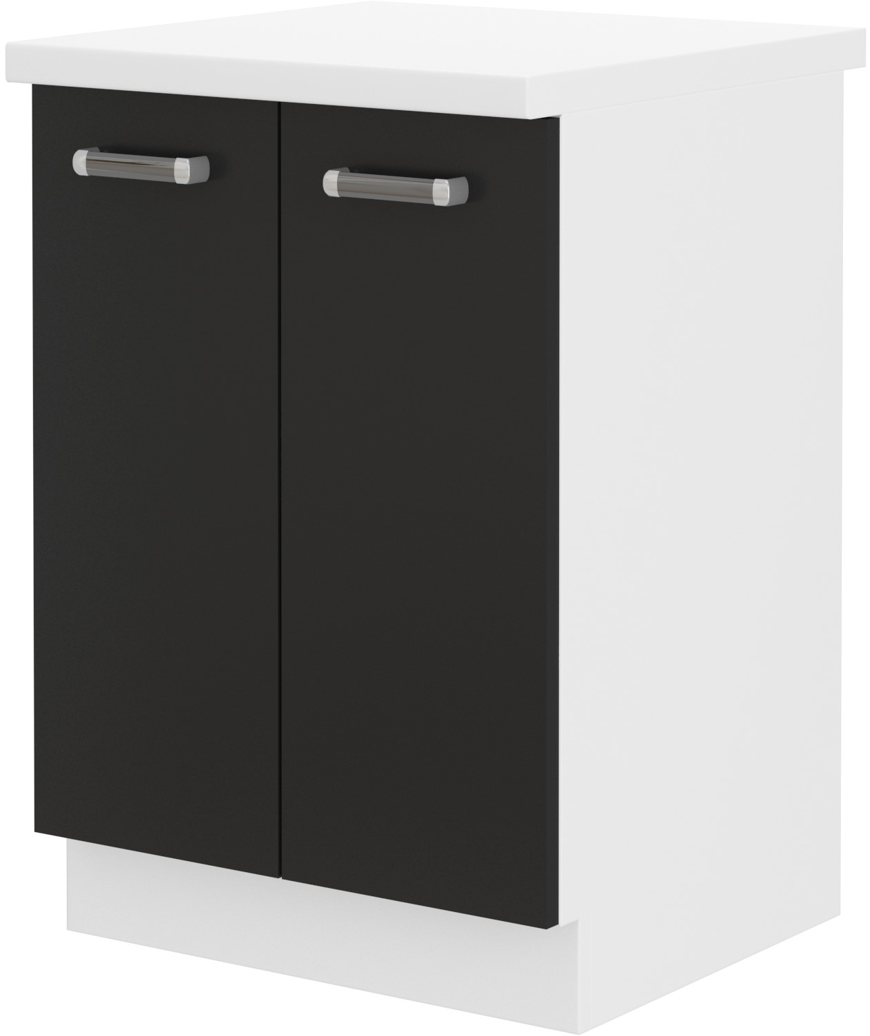 Kuchyňská skříňka 60 stojící s pracovní deskou. Černá bílá
