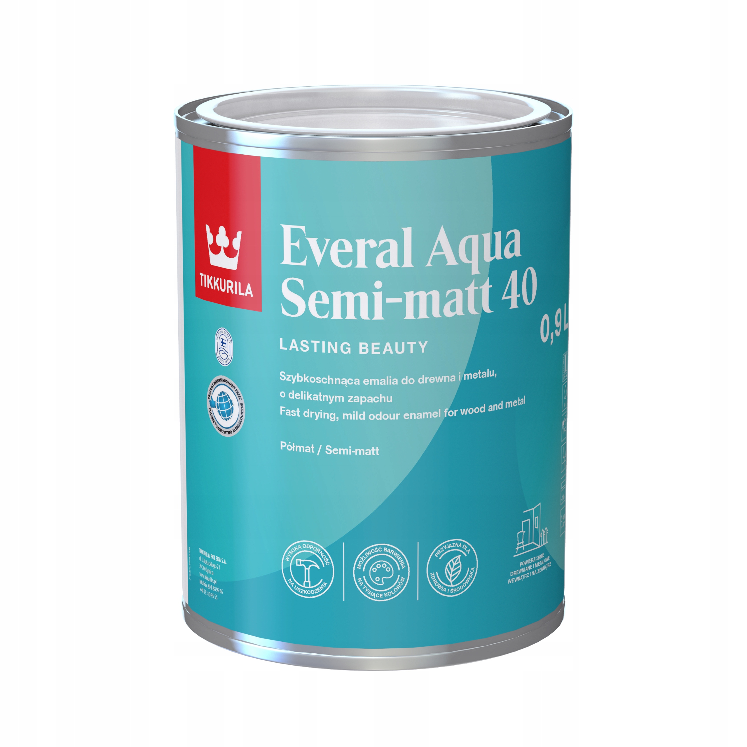 Barva na dřevo a kov Tikkurila Everal Aqua Polomat 40 0,9L Barvy