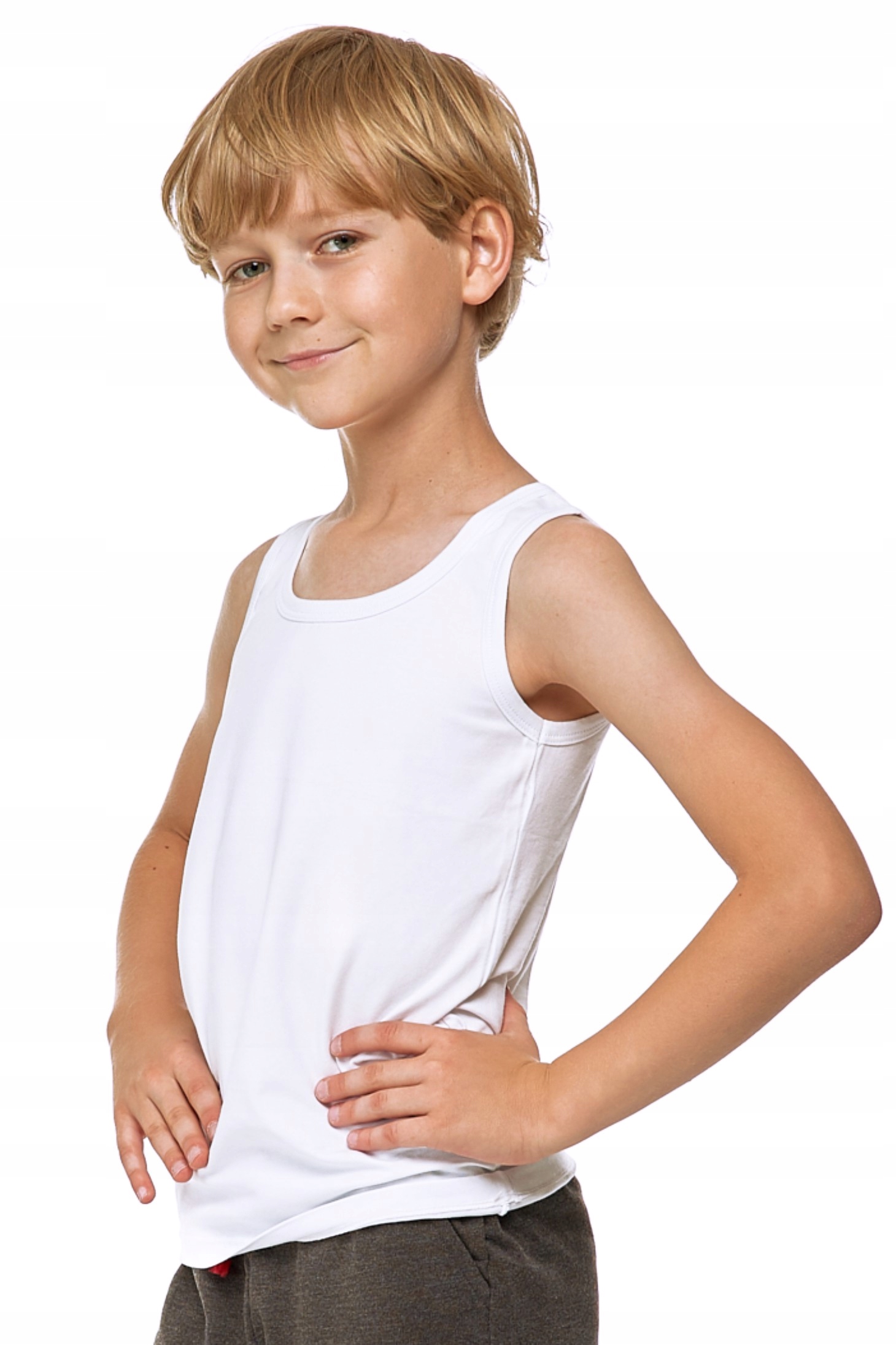 CHŁOPIĘCY BAWEŁNIANY PODKOSZULEK SZEROKIE RAMIĄCZKA KOSZULKA MORAJ 134-140