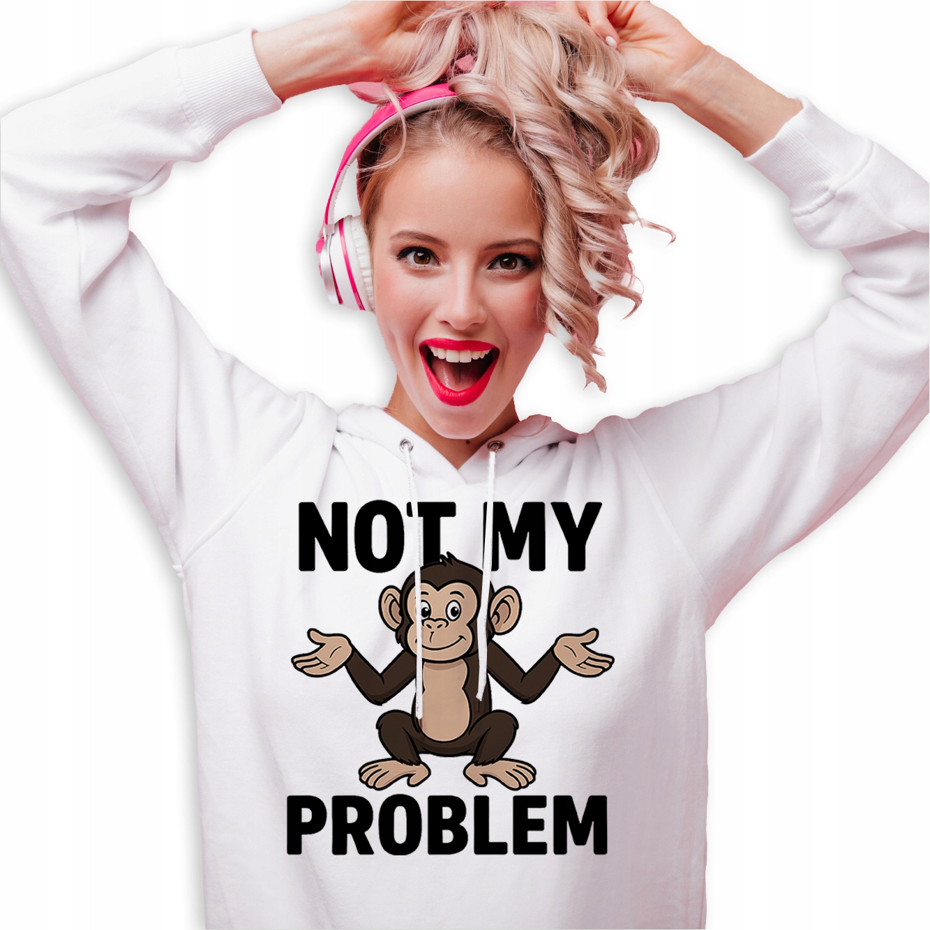 Mikina S Kapucí Hoodie Bílá jako Dárek do pracovního úřadu Not My Problem S