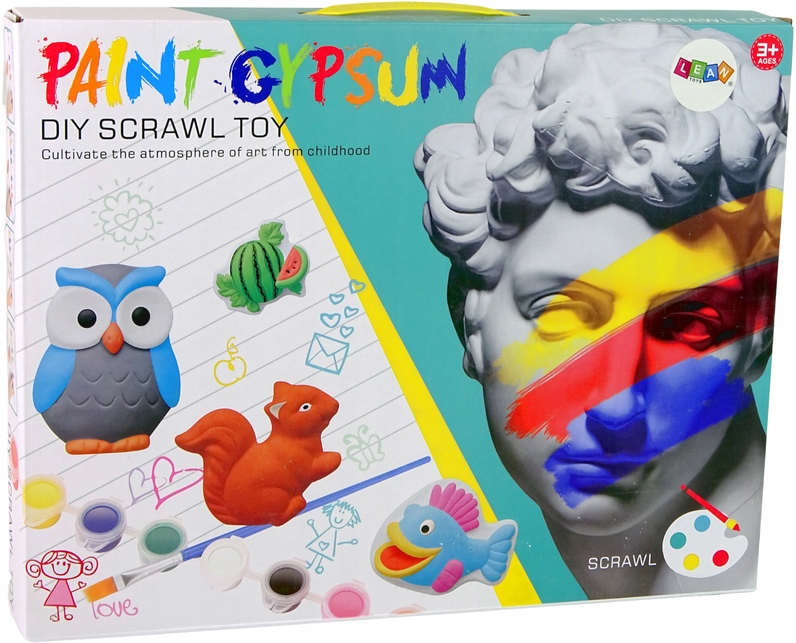 DUŻY KREATYWNY ZESTAW ODLEWY GIPSOWE DO MALOWANIA Wiek dziecka 3 lata +