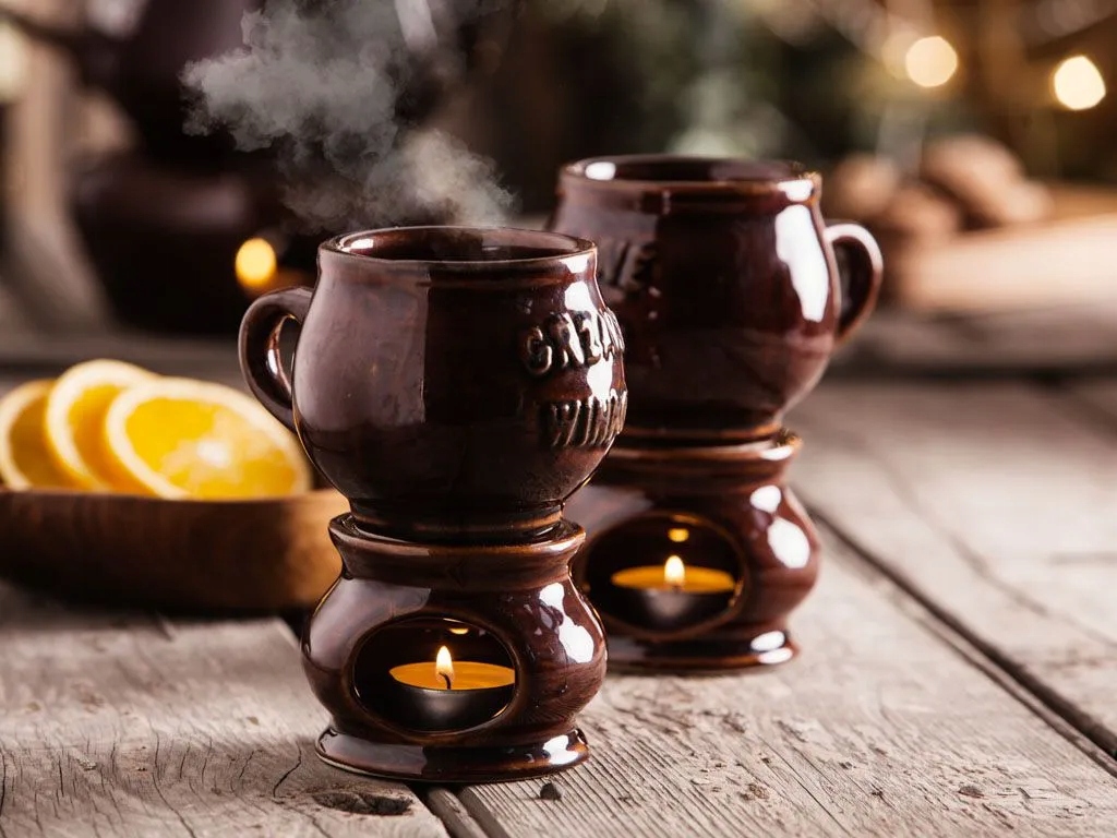 KUBKI Z PODGRZEWACZEM IMBRYK Zestaw do GRZAŃCA 6el PREZENT NA ŚWIĘTA Marka Krystynka