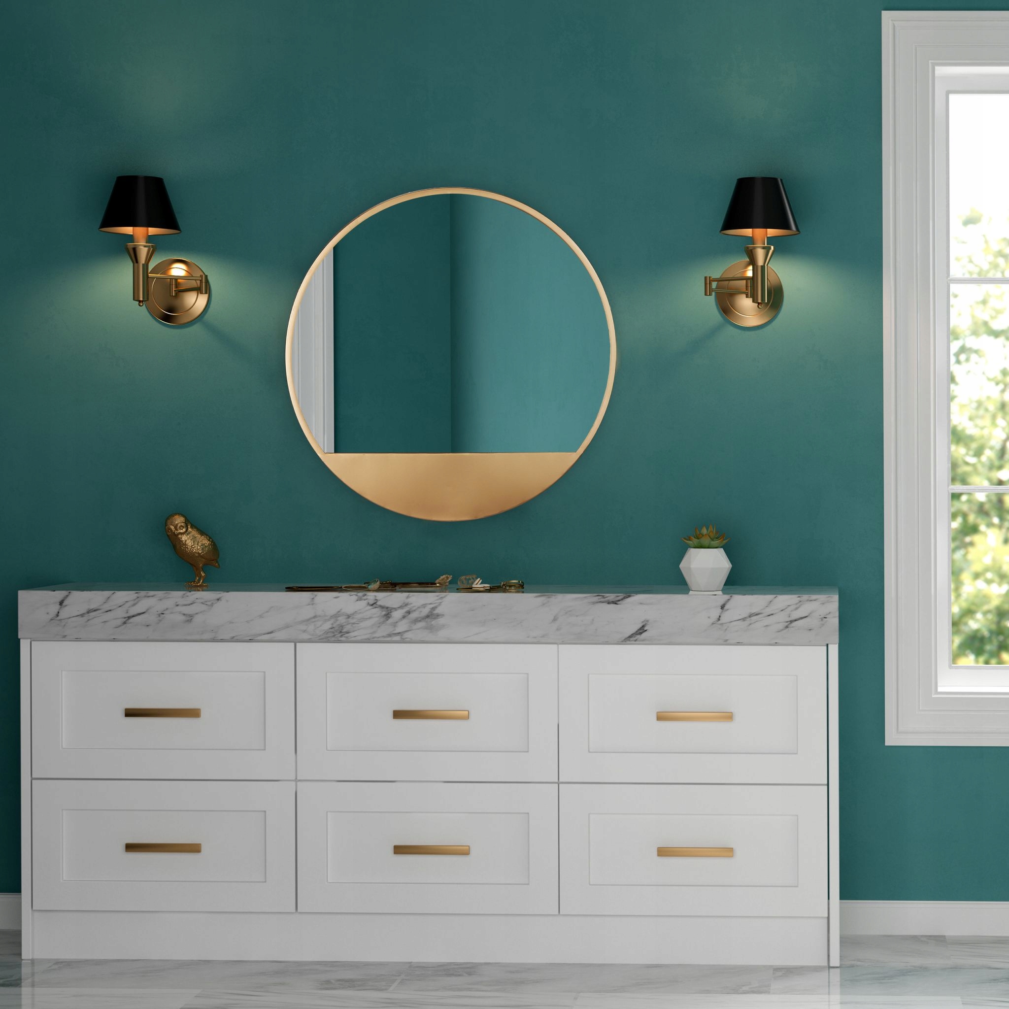 LUSTRO OKRĄGŁE ŚCIENNE 60cm ZŁOTE LOFT JERRY Typ lustra ścienne