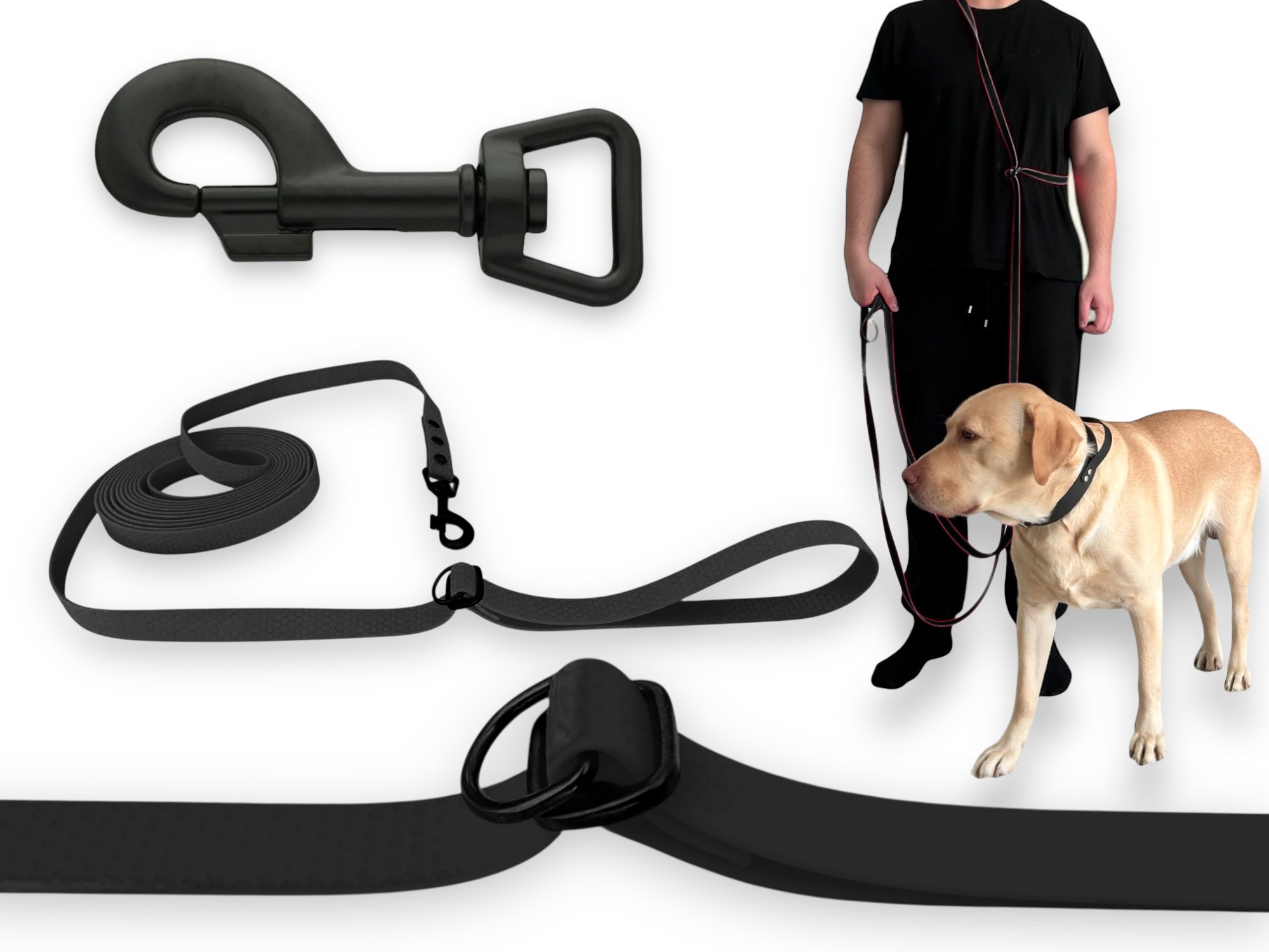 Vodítko Nastavitelná, Přepínatelná, Voděodolná, Měkká, Biothane Pvc| 10M 16MM