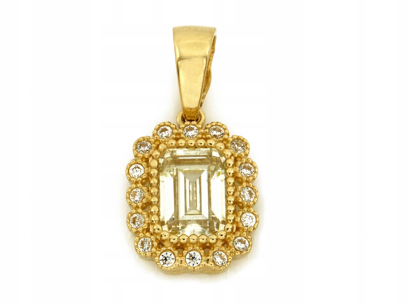 Zlatý přívěsek 585 obdélníkový s bílými zirkony 1.81 g jako dárek