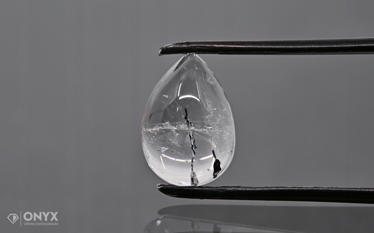 Jahodový křemen kabošon slza 13,8x9,5 mm