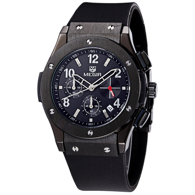 Pánské hodinky Megir bílý pásek chronograf datumovka