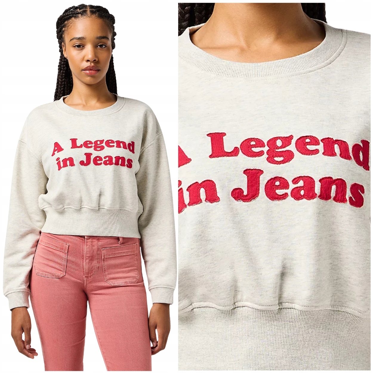 Wrangler Relaxed Sweatshirt Oat Legend in Jeans volná šedá dámská mikina M