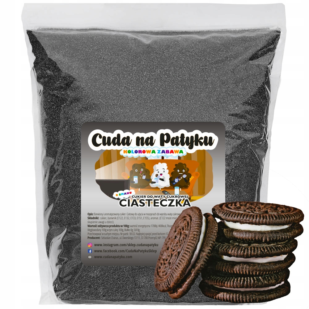 

1 Kg Cukier do waty cukrowej kolorowy Oreo