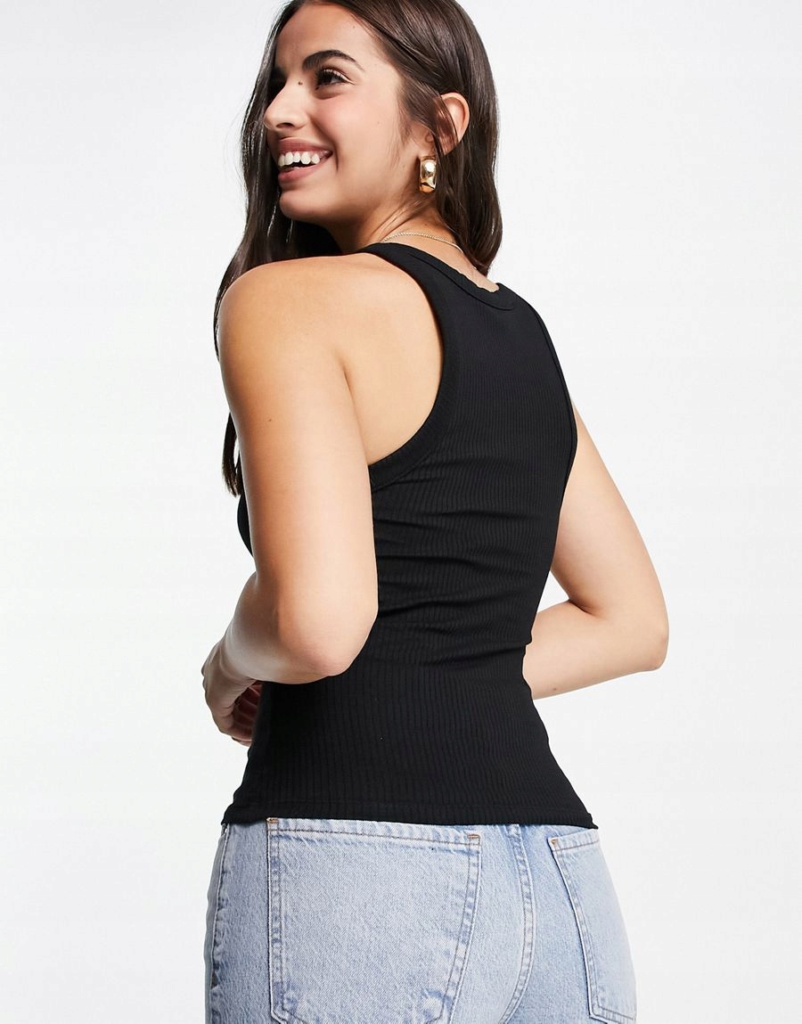 TOP DAMSKI CZARNY CASUAL BAWEŁNA BASIC Wzór dominujący bez wzoru